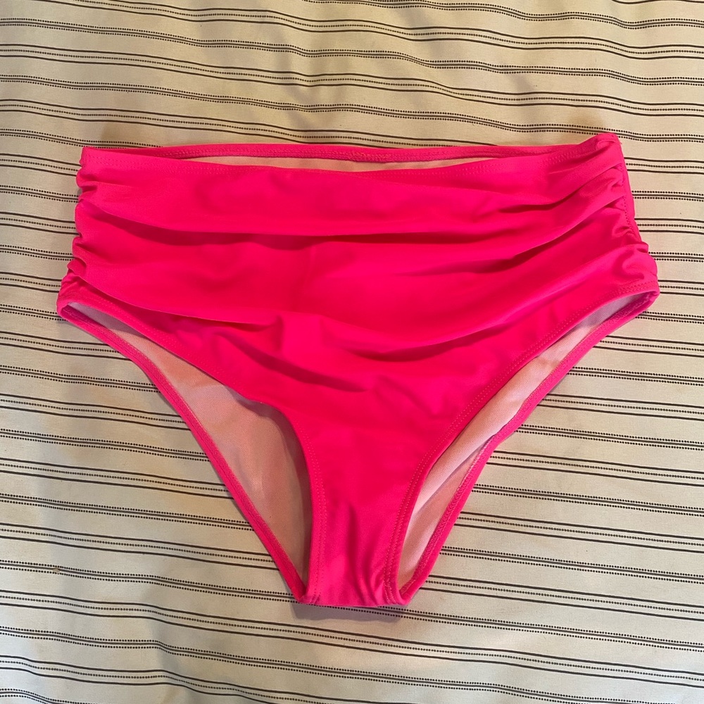Hot pink mid rise bikini bottoms